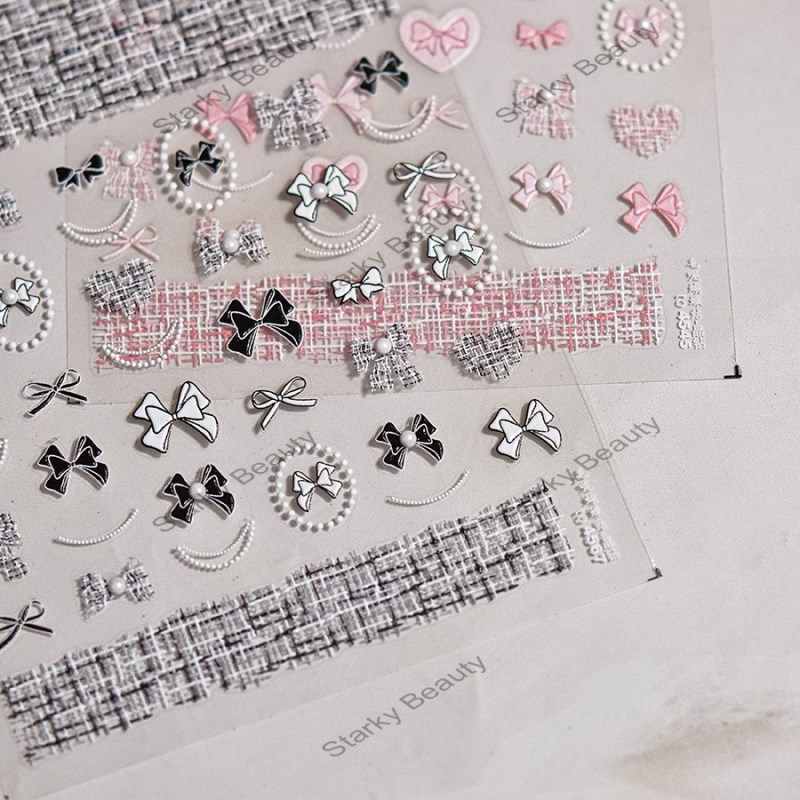New Crystal Diamond Nail Stickers, Woolen Bow Nail Stickers, Mixed Style