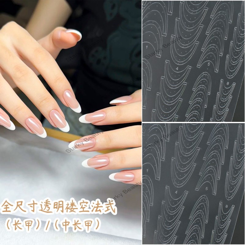 transparent jacket with French spray painted nail stickers