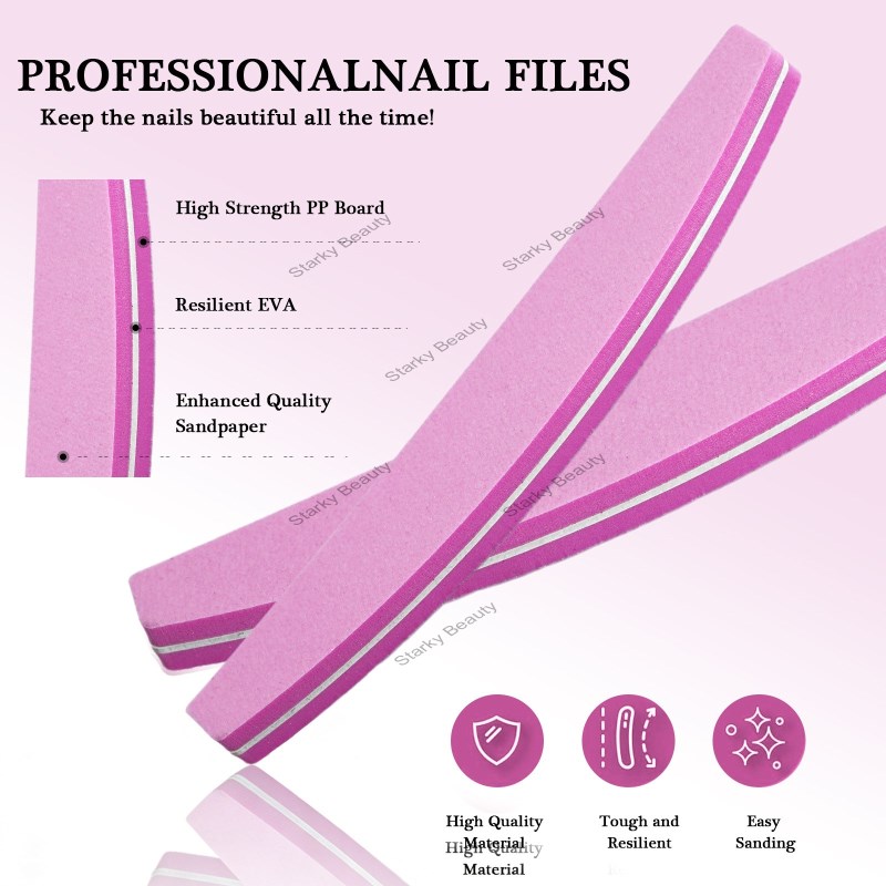 Emery Nail Buffer 100/180 Grit Mixed Colors Grey Pink Purple Blue Orange Large Sponge Nail File