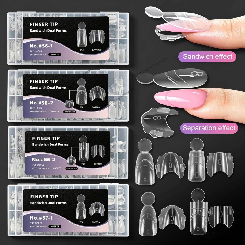 nail art sandwich style extended nail model paper free holder transparent crystal nail model