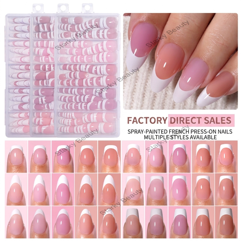 French style wearing nail, rectangular almond nail patch, 150 pieces of fake nails