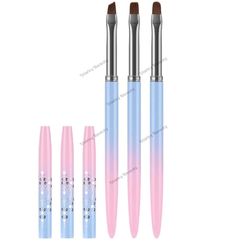 Pink Blue Gradient Metal Rod Nail Brush With Point Drill
