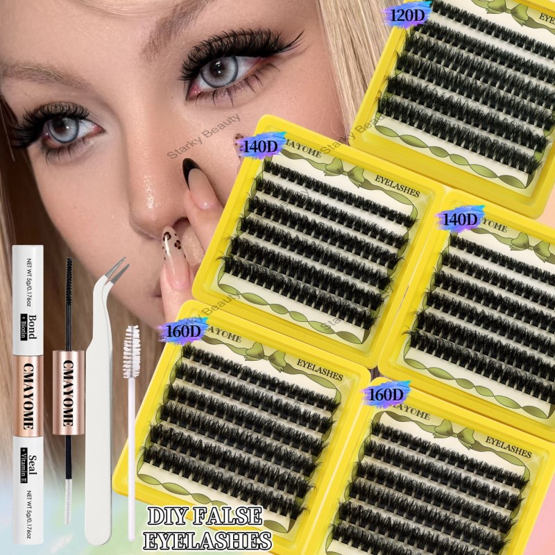 DIY Cluster Lashes, large capacity, natural, thick, curly, 120D-160D false eyelashes