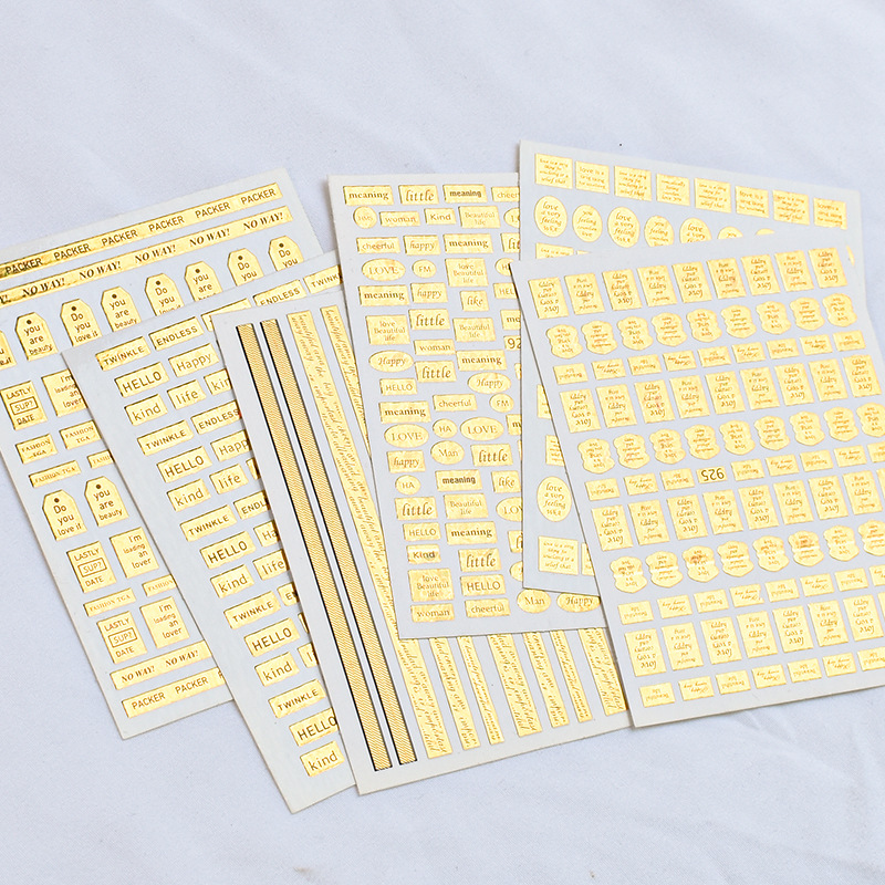 new gold 3d nail stickers japanese laser bronzing english letters nail stickers