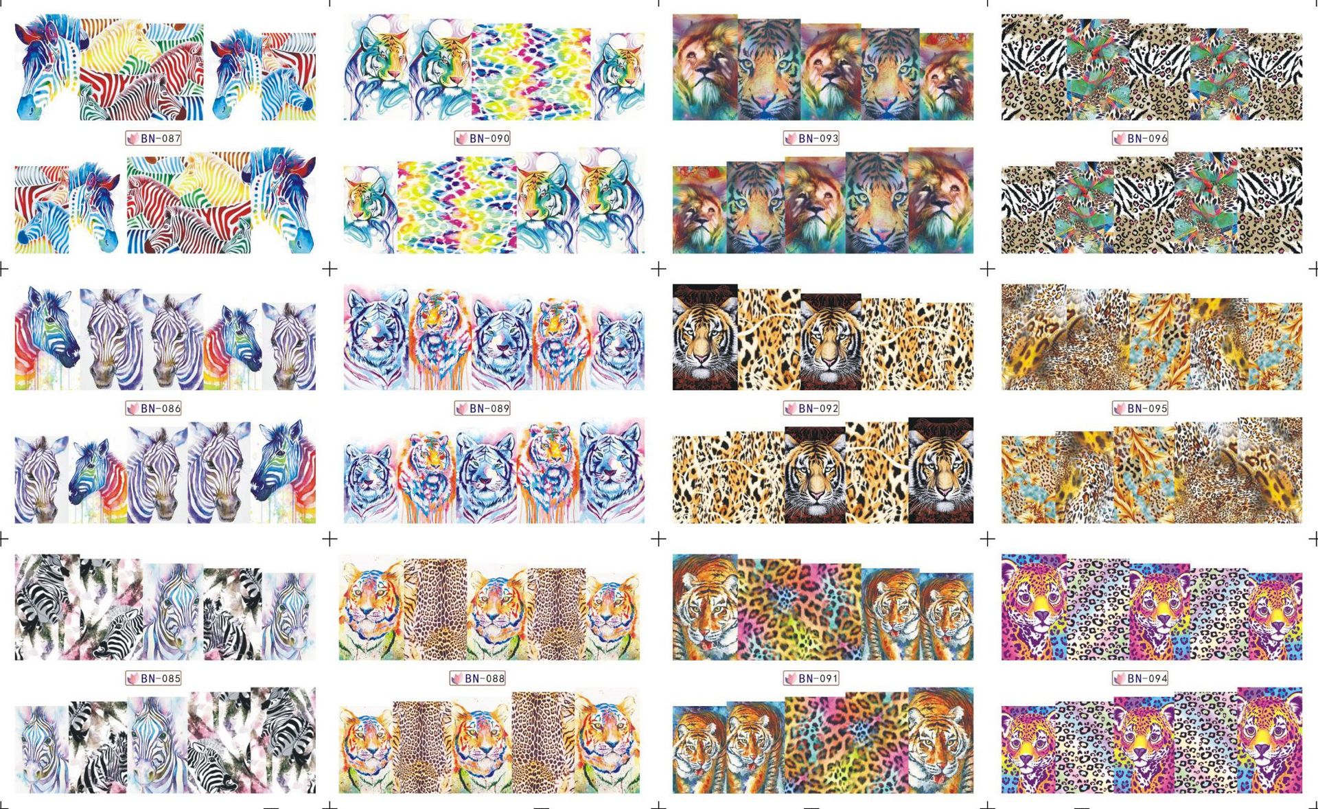 water transfer animals pattern leopard grain french nail stickers