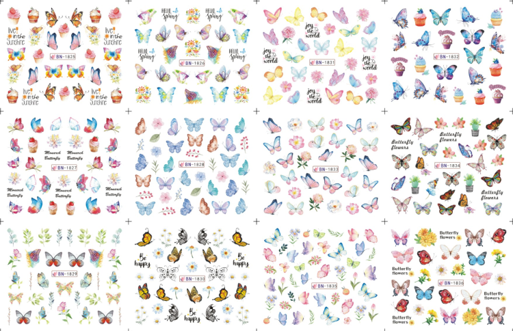 2021 new butterfly water nail sticker