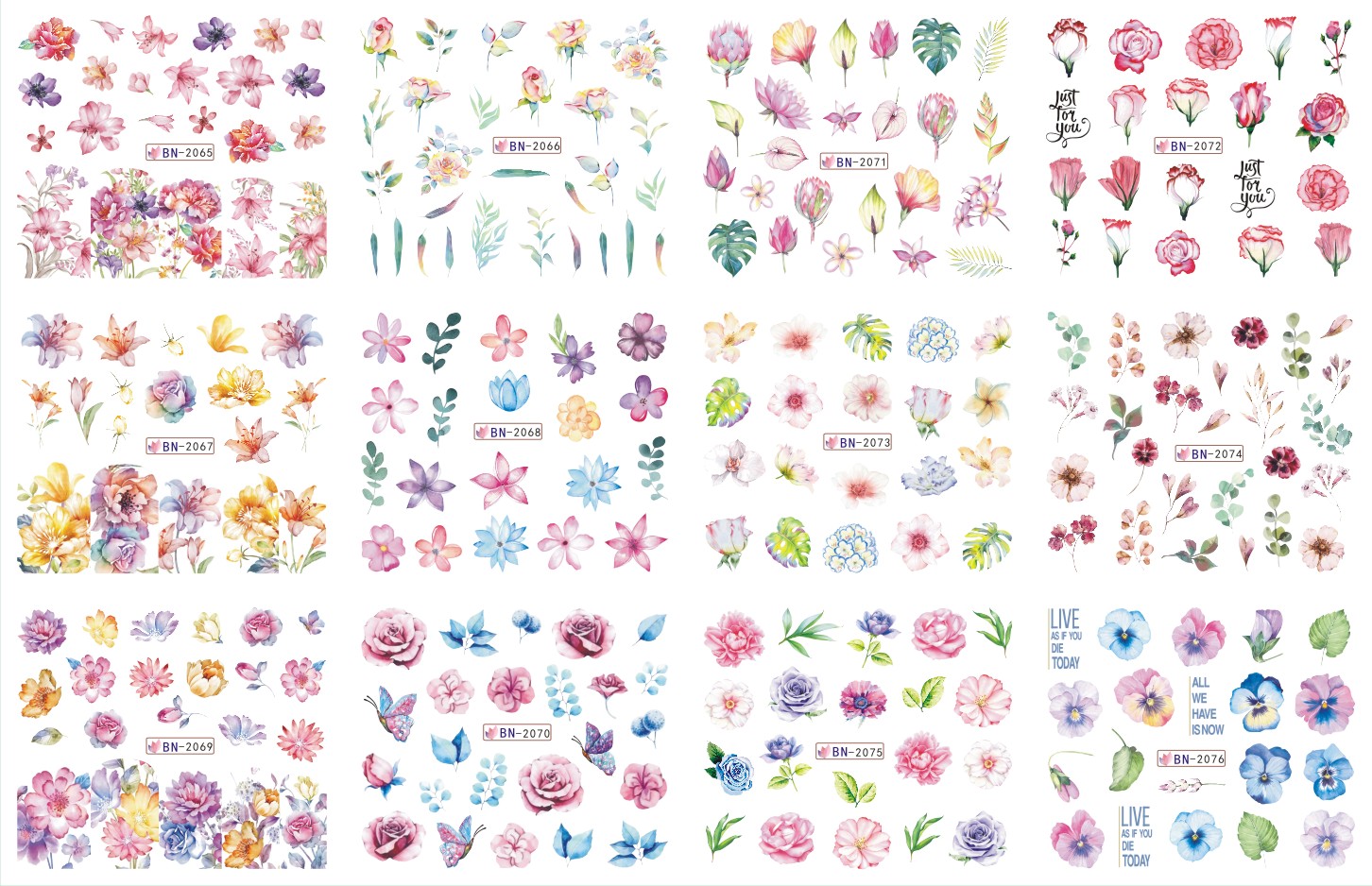2022 spring mixed design water sticker series nail art sticker & decal