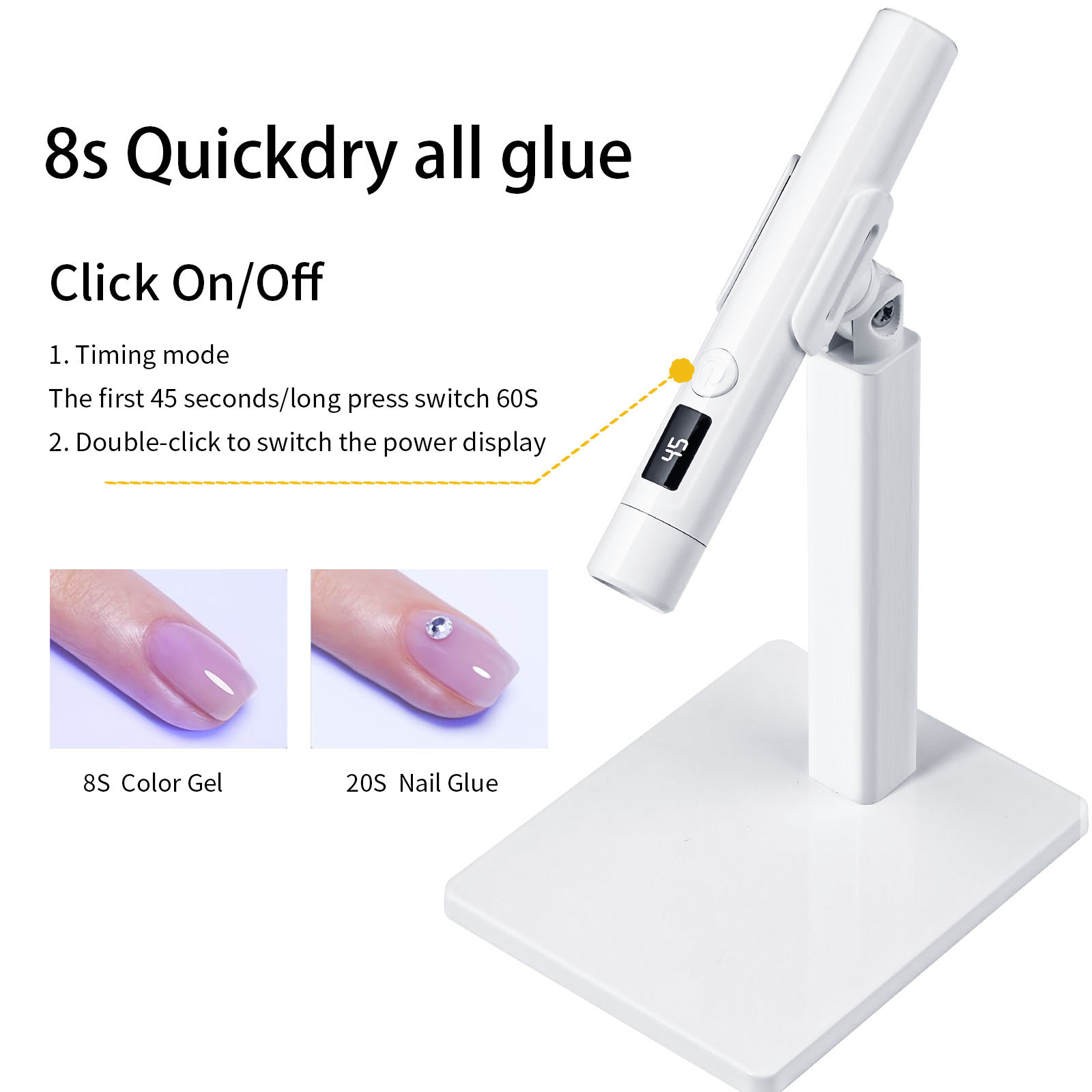 2024 handheld portable nail art straight line lamp bracket with 360 degree rotating nail baking lamp