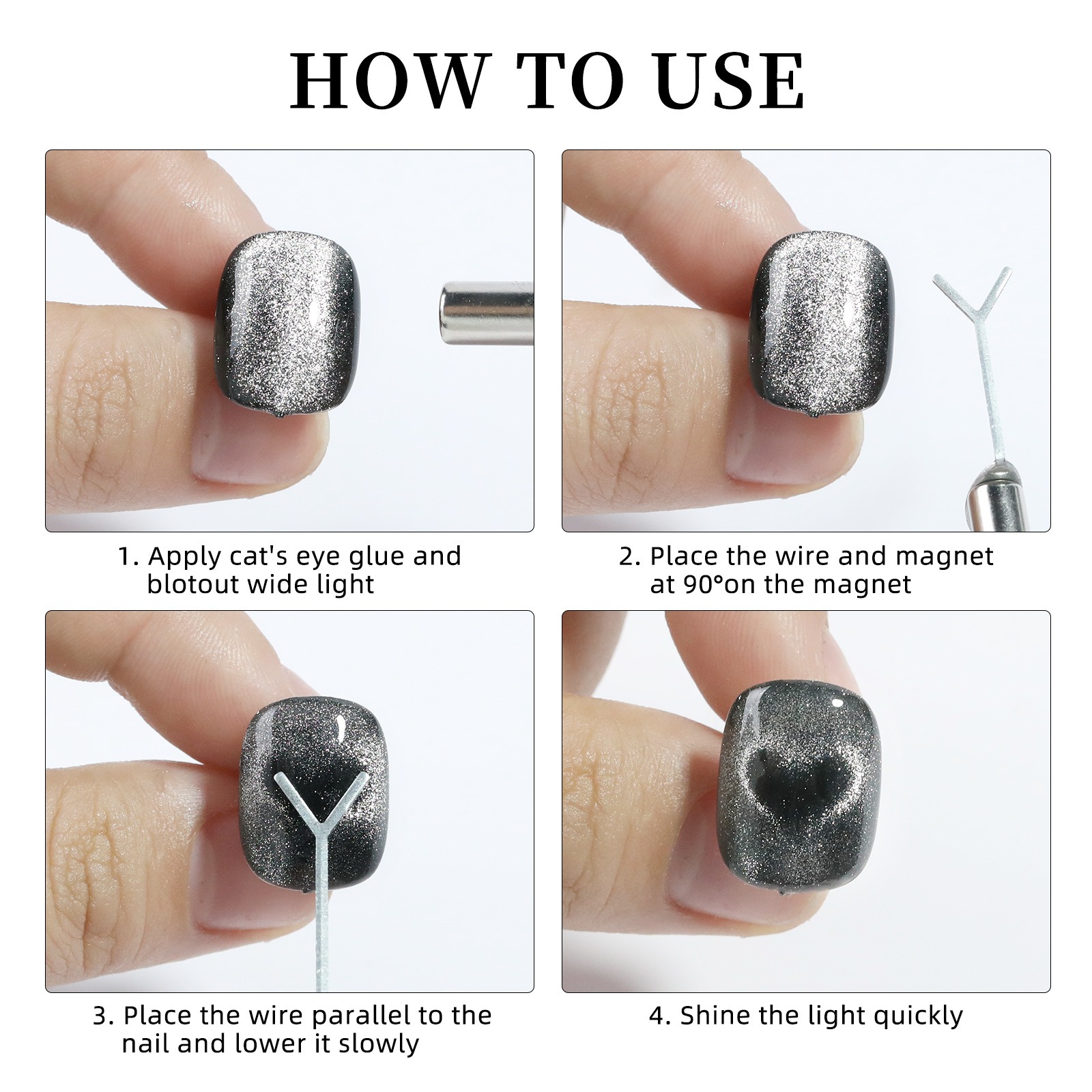 new heart/rabbit french cat eye nail art tools y shape small iron piece