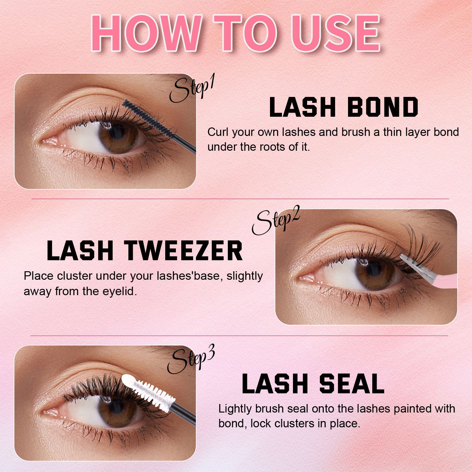 false eyelash extension set single cluster hair 200 clusters 30+40+50+60+80+100d eyelash