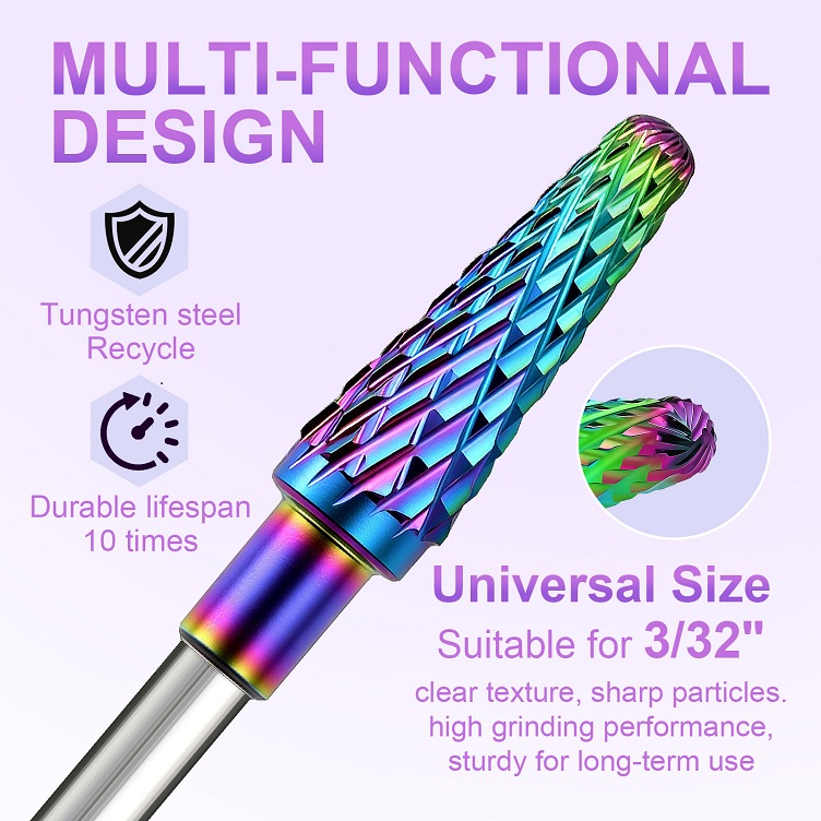 rainbow plated alloy nail polishing head electric nail polishing machine grinding head acce