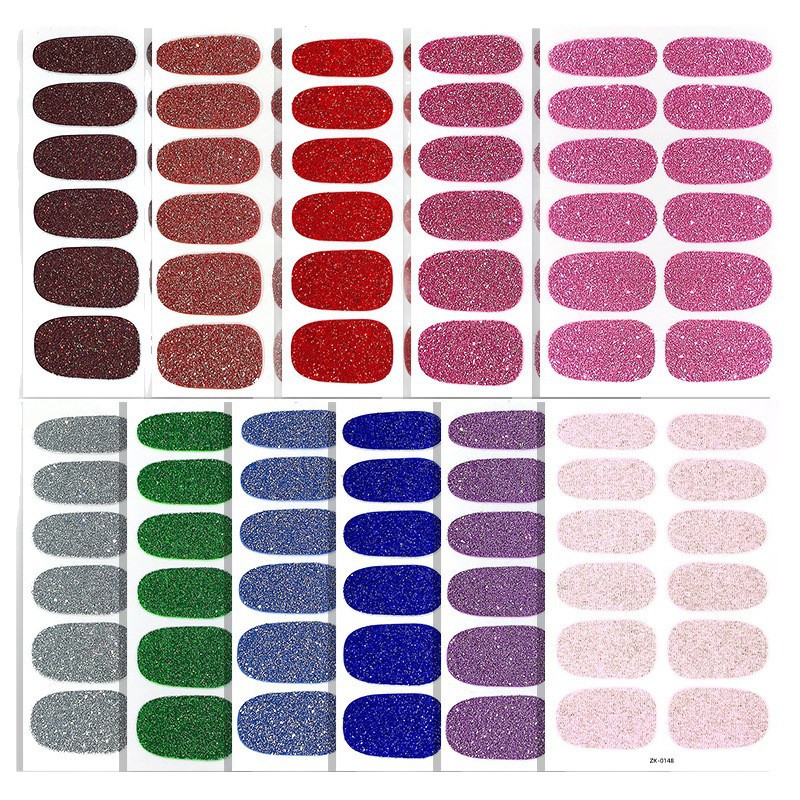 gradient scallion powder nail sticker bursts, cute girl waterproof nail sticker,