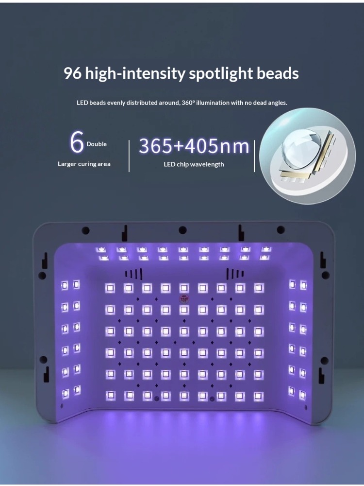flip up multifunctional 96 led bead large space dual hand nail phototherapy lamp