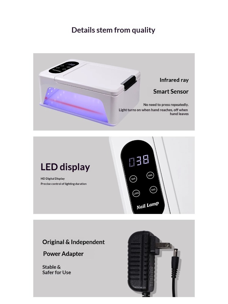 flip up multifunctional 96 led bead large space dual hand nail phototherapy lamp