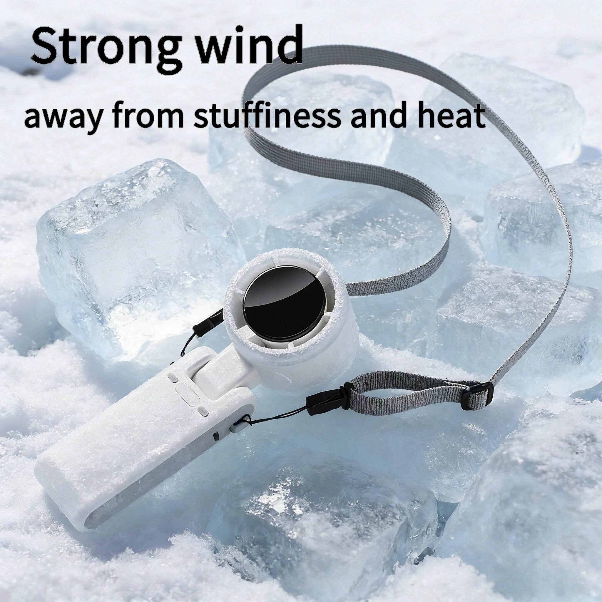 high-speed handheld turbo fan with digital display hanging neck for portable folding fan