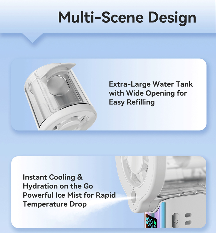 cool laser graffiti portable water replenishing spray fan 3000 mah rechargeable spray handheld fan