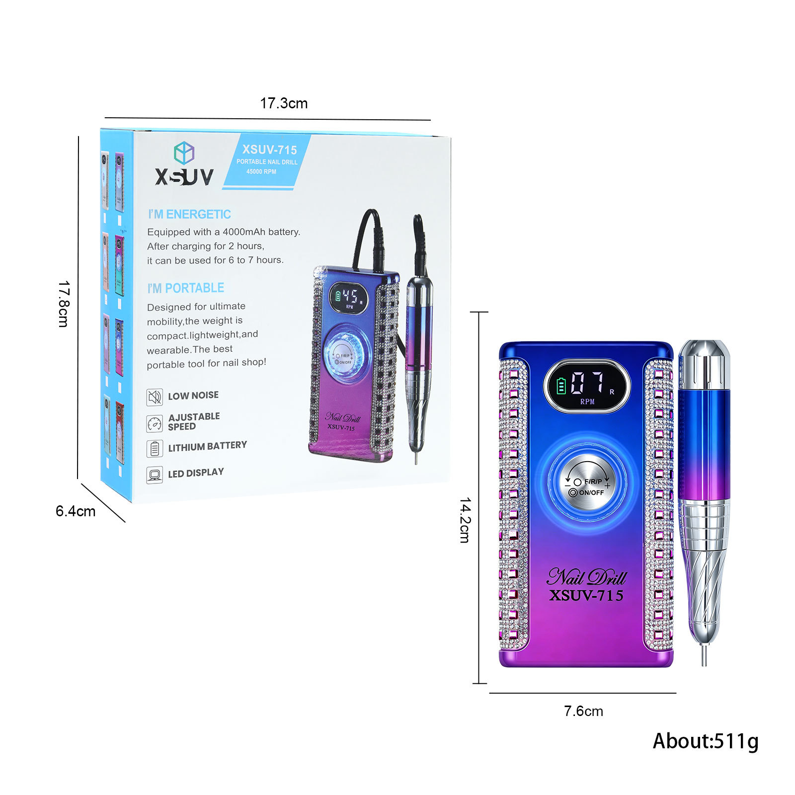 professional water diamond and non shaking hand nail usb polishing machine