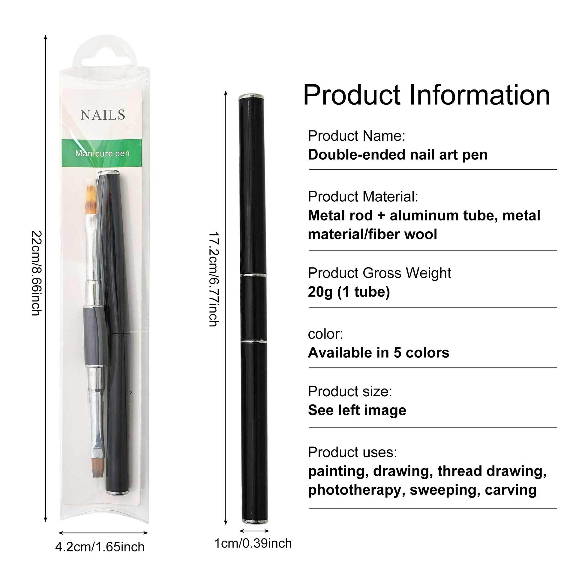 nail art dual head multifunctional quick extension glue dispensing pen , nail phototherapy brush
