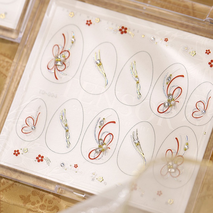 luxury handmade diamond nail stickers with high-end french pentagram nail stickers
