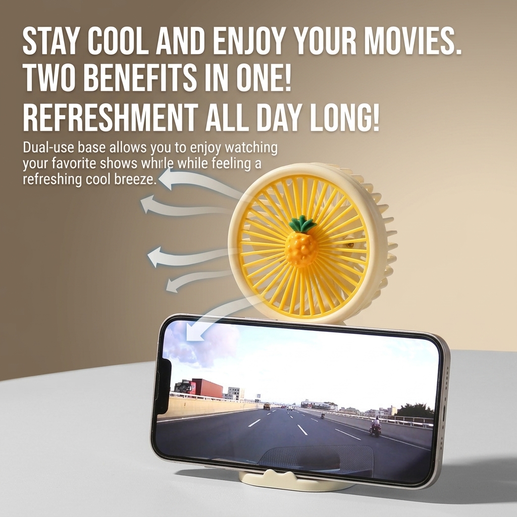 summer mini fan portable handheld cute with phone holder usb rechargeable desktop  fan for summer
