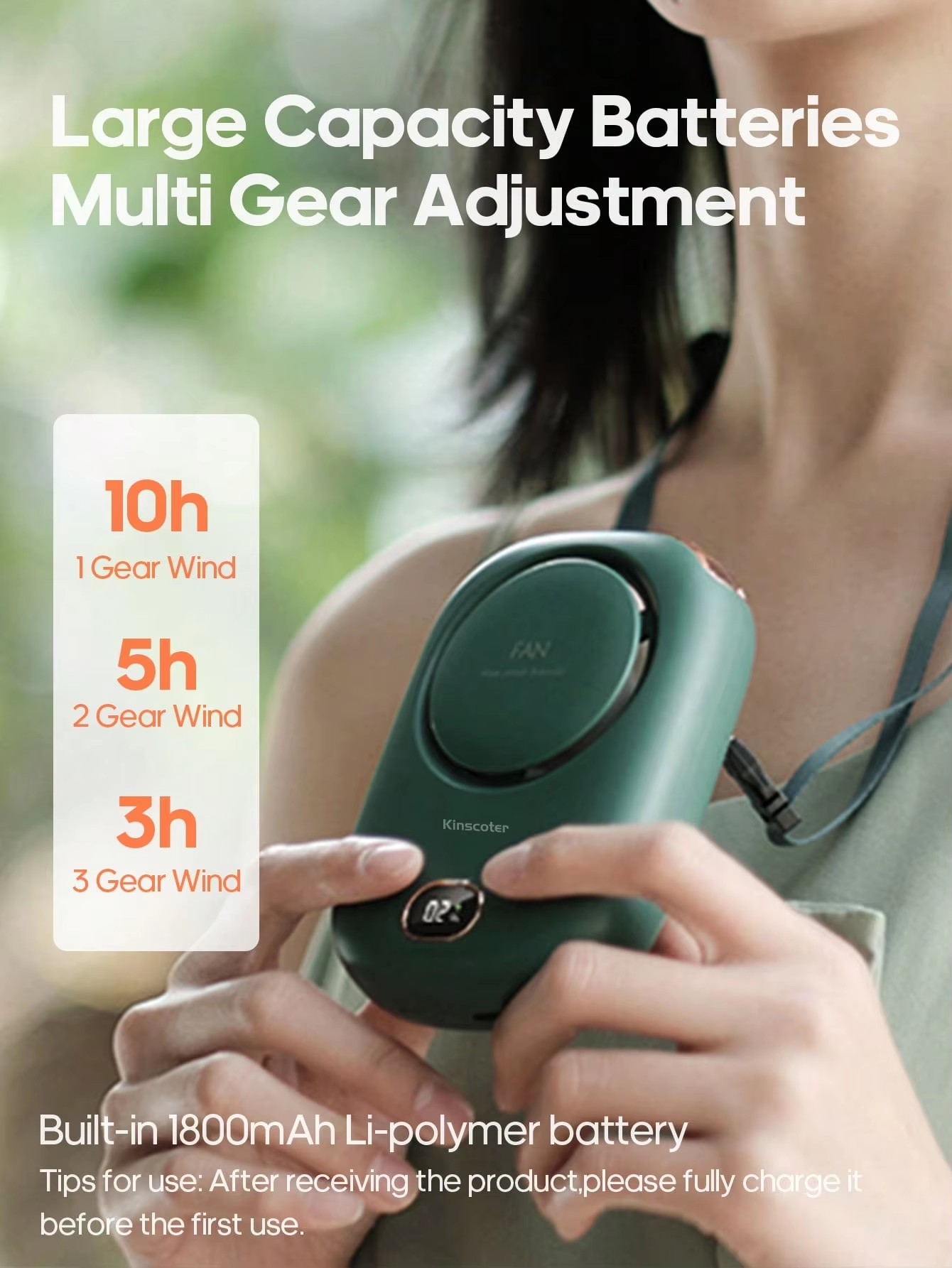 1800mah rechargeable mini portable fan,school outdoor summer air cooler,handheld neck fan