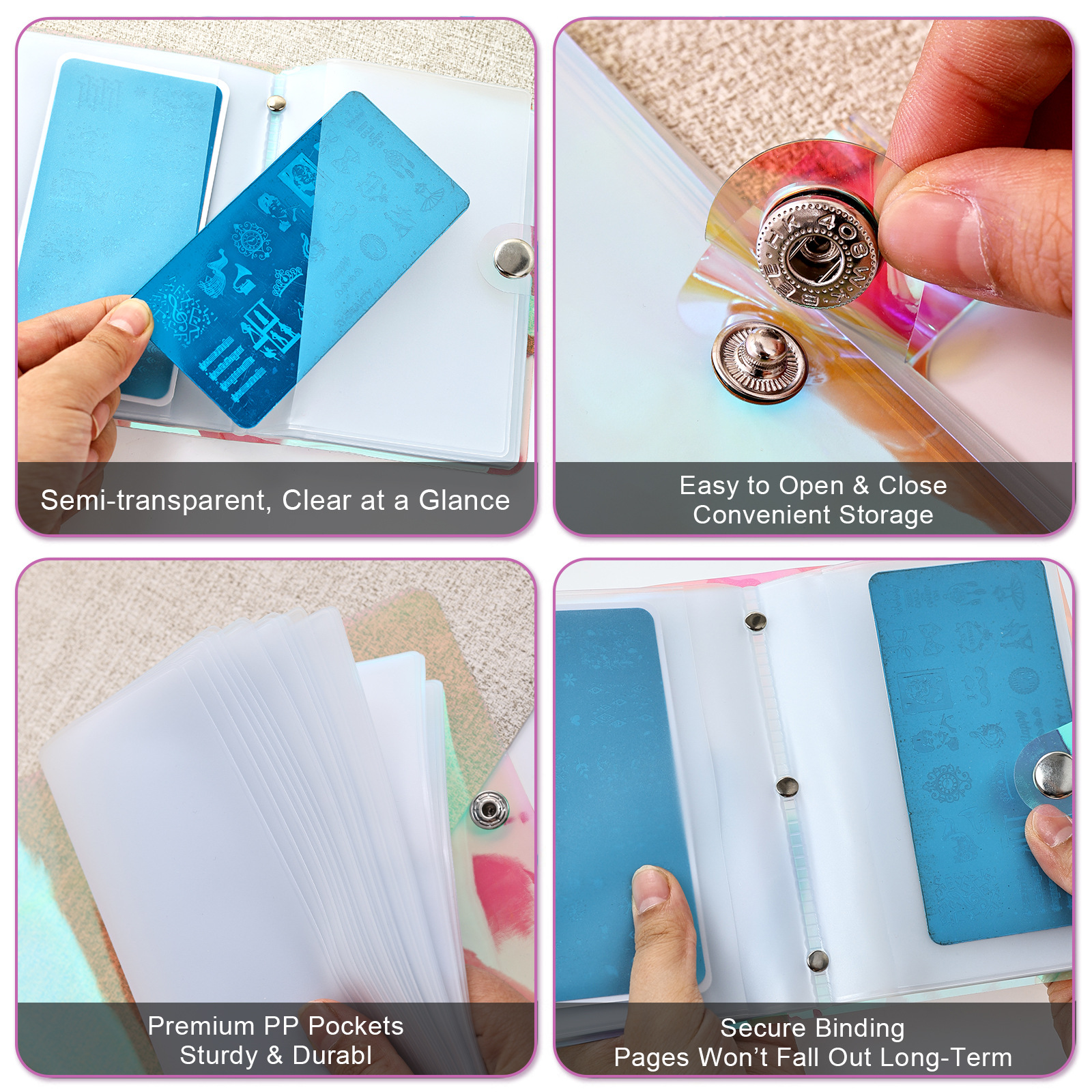 2026 nail art printed steel plate card holder, laser soft shell steel plate storage book