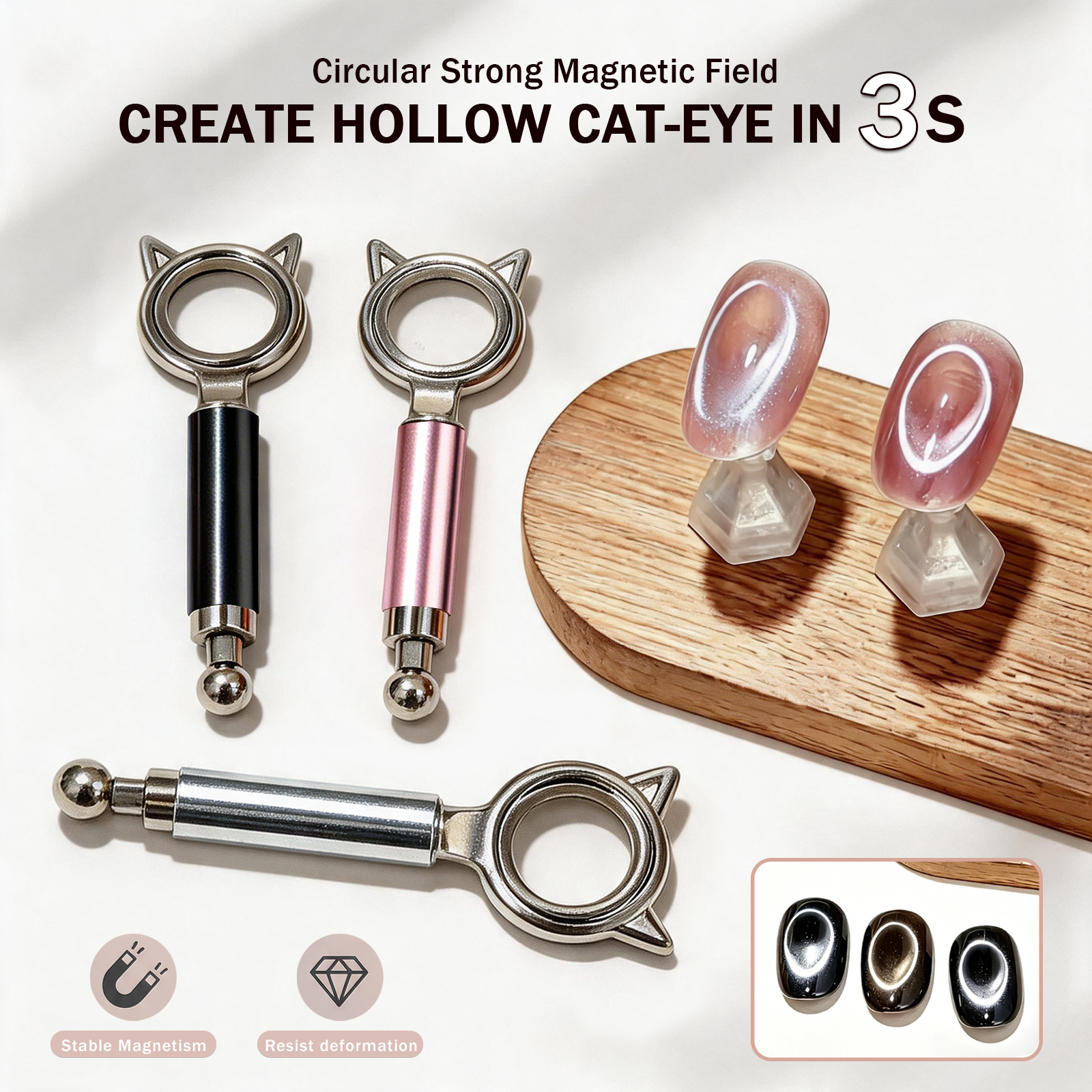 nail art magnet 3-second suction hollow cat