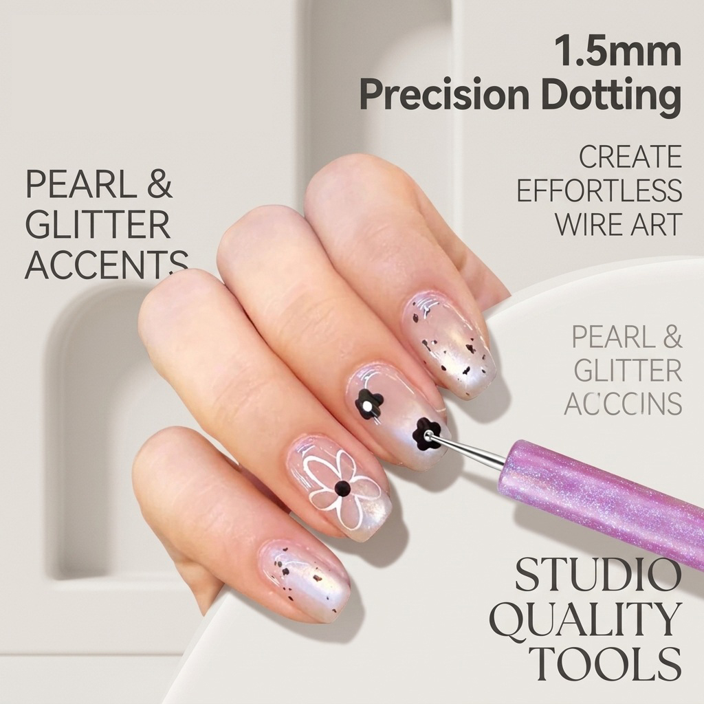 new nail art five petal flower dot pen glitter rod multi head nail art dot tool