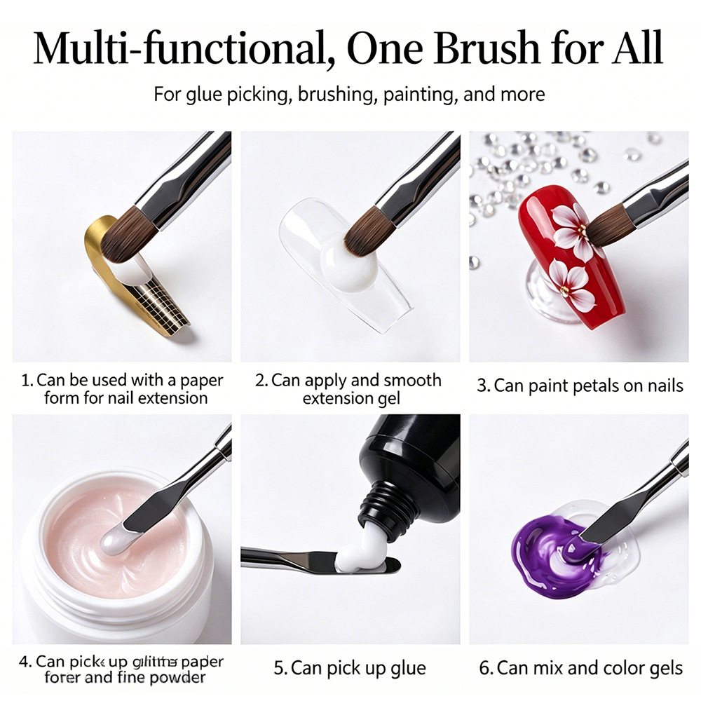 two-in-one nail brush, gel brush & scraper, acrylic nail extension gel brush