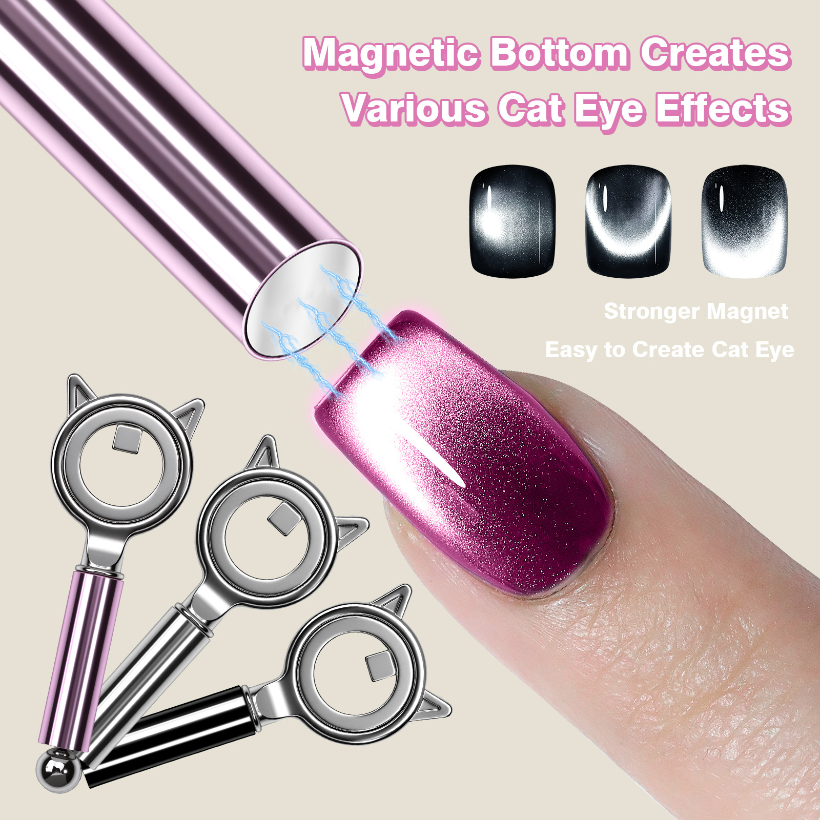 nail art magnet 3-second suction hollow cat