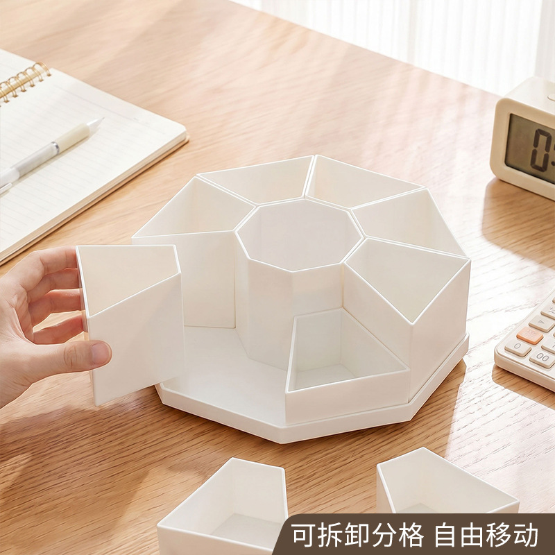 large capacity desktop stationery storage box multi functional office rotating pen holder